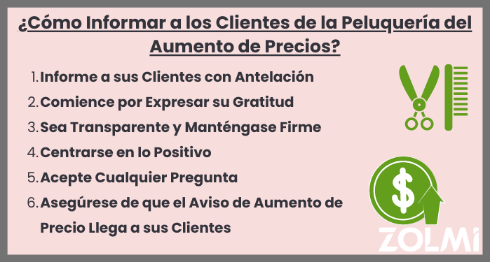Como informar a los clientes de la peluqueria del aumento de precios