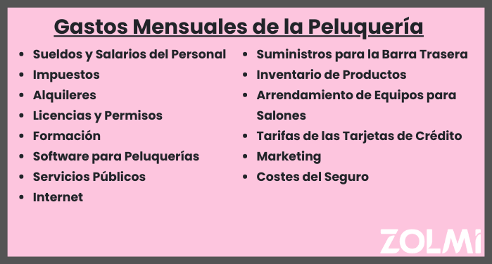 Gastos mensuales de la peluquer&iacute;a