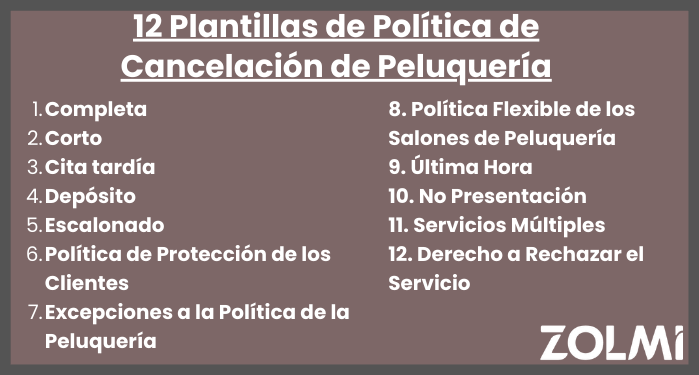Plantillas de politica de cancelacion de peluqueria
