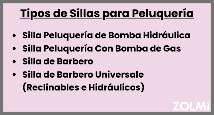 Tipos de sillas para peluquer&iacute;a