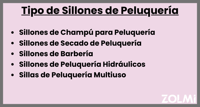 Tipo de sillones de peluquer&iacute;a