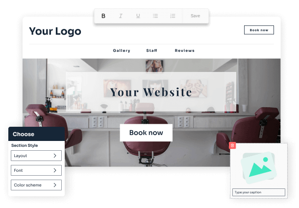 aplicación para crear un sitio web para salones de belleza