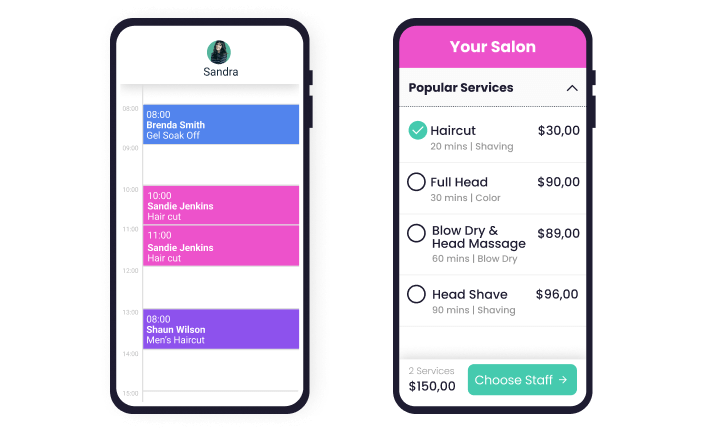 sitio web de reservas para salones de belleza